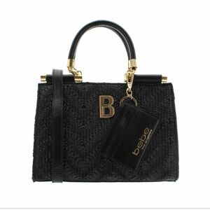 NWT: (never opened): Bebe Black Nola Mini Satchel with Credit Card Holder